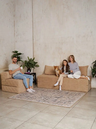 Диван-кровать бескаркасный Devison Ultra Comfort Бежевый велюр 70/140х200 см