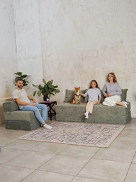 Диван-кровать бескаркасный Devison Ultra Comfort Серый Велюр 70/140х200 см